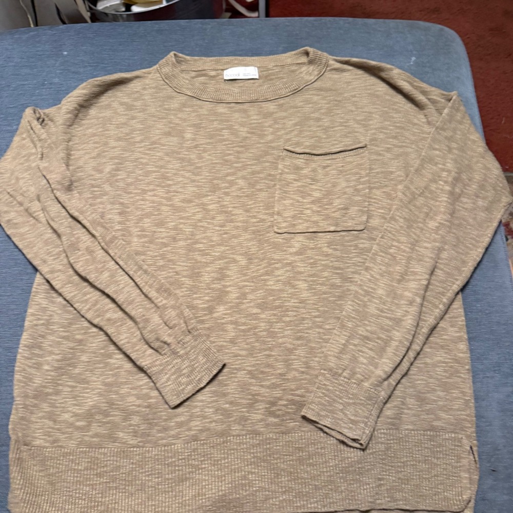 Becool Tan Marl Knit‎ Crewneck Sweater with Chest Pocket Style 63496 Mens M/L